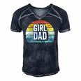 Retro Girl Dad Proud Father Love Dad Of Girls Vintage Men's Short Sleeve V-neck 3D Print Retro Tshirt Navy Blue