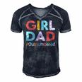 Retro Vintage Girl Dad Outnumbered Funny Fathers Day Men's Short Sleeve V-neck 3D Print Retro Tshirt Navy Blue