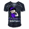 Rett Syndrome Warrior Purple Women Purple Ribbon Rett Syndrome Rett Syndrome Awareness Men's Short Sleeve V-neck 3D Print Retro Tshirt Navy Blue