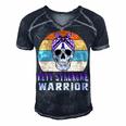 Rett Syndrome Warrior Skull Women Vintage Purple Ribbon Rett Syndrome Rett Syndrome Awareness V2 Men's Short Sleeve V-neck 3D Print Retro Tshirt Navy Blue