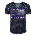 Rett Syndrome Warrior Usa Flag United States Flag Purple Ribbon Rett Syndrome Rett Syndrome Awareness Men's Short Sleeve V-neck 3D Print Retro Tshirt Navy Blue