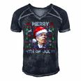 Santa Joe Biden Merry 4Th Of July Ugly Christmas Men's Short Sleeve V-neck 3D Print Retro Tshirt Navy Blue