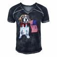 Smart Beagle Patriotic Memorial Day 4Th Of July Usa Flag Men's Short Sleeve V-neck 3D Print Retro Tshirt Navy Blue