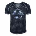 Soccer Papa Family Matching Team Player Gift Sport Lover Dad Men's Short Sleeve V-neck 3D Print Retro Tshirt Navy Blue