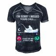 Sorry I Missed Your Call I Was On My Other Line - Fishing Men's Short Sleeve V-neck 3D Print Retro Tshirt Navy Blue
