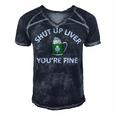 St Patricks Day Drinking Shut Up Liver Youre Fine Men's Short Sleeve V-neck 3D Print Retro Tshirt Navy Blue