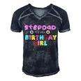 Stepdad Of The Birthday Girl Funny Donut Birthday Men's Short Sleeve V-neck 3D Print Retro Tshirt Navy Blue