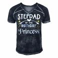 Stepdad Of The Birthday Princess Matching Family Men's Short Sleeve V-neck 3D Print Retro Tshirt Navy Blue
