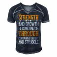 Strength And Growth Come Only Through Continuous Effort And Struggle Papa T-Shirt Fathers Day Gift Men's Short Sleeve V-neck 3D Print Retro Tshirt Navy Blue