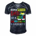 Super Proud Dad Of A Class Of 2022 Kindergarten Graduate Men's Short Sleeve V-neck 3D Print Retro Tshirt Navy Blue