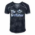 The Grillfather Funny Bbq Dad Bbq Grill Dad Grilling Men's Short Sleeve V-neck 3D Print Retro Tshirt Navy Blue
