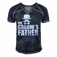 The Grooms Father Wedding Costume Father Of The Groom Men's Short Sleeve V-neck 3D Print Retro Tshirt Navy Blue