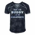 Theres No Buddy Like My Grandson Matching Grandpa Men's Short Sleeve V-neck 3D Print Retro Tshirt Navy Blue