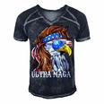 Ultra Maga Trump Sunglasses Eagle Head Usa Flag Bandana Men's Short Sleeve V-neck 3D Print Retro Tshirt Navy Blue