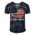 Ultra Maga United State Flag Men's Short Sleeve V-neck 3D Print Retro Tshirt Navy Blue