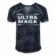 Ultra Maga United State Flag V4 Men's Short Sleeve V-neck 3D Print Retro Tshirt Navy Blue