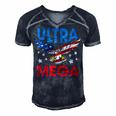 Ultra Mega Eagle Men's Short Sleeve V-neck 3D Print Retro Tshirt Navy Blue