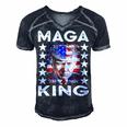 Ultra Mega King Trump Vintage American Us Flag Anti Biden Men's Short Sleeve V-neck 3D Print Retro Tshirt Navy Blue