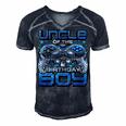 Uncle Of The Birthday Boy Video Gamer Birthday Party Family Men's Short Sleeve V-neck 3D Print Retro Tshirt Navy Blue