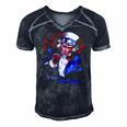 Uncle Sam I Want You 4Th Of July Men's Short Sleeve V-neck 3D Print Retro Tshirt Navy Blue