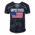 United States Flag Cool Usa American Flags Top Tee Men's Short Sleeve V-neck 3D Print Retro Tshirt Navy Blue