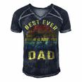 Vingtage Best Dad Ever Fathers Day T Shirts Men's Short Sleeve V-neck 3D Print Retro Tshirt Navy Blue