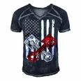 Vintage American Flag Piston Funny Muscle Car Mechanic 558 Trending Shirt Men's Short Sleeve V-neck 3D Print Retro Tshirt Navy Blue