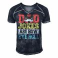Vintage Dad Jokes Are How Eye Roll Happy Fathers Day Men's Short Sleeve V-neck 3D Print Retro Tshirt Navy Blue