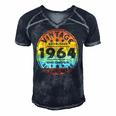 Vintage Established 1964 58Th Birthday Party Retro Men Men's Short Sleeve V-neck 3D Print Retro Tshirt Navy Blue