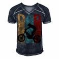 Vintage Motocross Dad Dirt Bike Fathers Day 4Th Of July Men's Short Sleeve V-neck 3D Print Retro Tshirt Navy Blue
