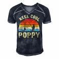 Vintage Reel Cool Poppy Fish Fishing Fathers Day Gift Classic Men's Short Sleeve V-neck 3D Print Retro Tshirt Navy Blue