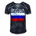 Vintage Russia Russian Flag Pride 500 Trending Shirt Men's Short Sleeve V-neck 3D Print Retro Tshirt Navy Blue