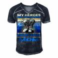Vintage Veteran Mom My Heroes Dont Wear Capes Army Boots T-Shirt Men's Short Sleeve V-neck 3D Print Retro Tshirt Navy Blue
