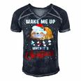 Wake Me Up When Its Christmas 819 Shirt Men's Short Sleeve V-neck 3D Print Retro Tshirt Navy Blue