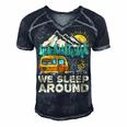 We Sleep Funny Camping Men's Short Sleeve V-neck 3D Print Retro Tshirt Navy Blue