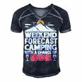 Weekend Forcast Wine Lover Outdoor 26 Shirt Men's Short Sleeve V-neck 3D Print Retro Tshirt Navy Blue