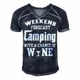 Weekend Forecast Camping With Wine 12 Shirt Men's Short Sleeve V-neck 3D Print Retro Tshirt Navy Blue