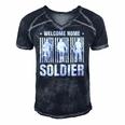 Welcome Home Soldier - Usa Warrior Hero Military Men's Short Sleeve V-neck 3D Print Retro Tshirt Navy Blue
