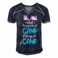 What Happens At Camp Stays At Camp Shirt Kids Camping Pink Men's Short Sleeve V-neck 3D Print Retro Tshirt Navy Blue