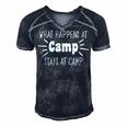 What Happens At Camp Stays Shirt Funny Men Women Camping Men's Short Sleeve V-neck 3D Print Retro Tshirt Navy Blue