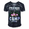 Womens Friends Dont Let Friends Camp Alone Wine Camping Flamingo T Shirt Men's Short Sleeve V-neck 3D Print Retro Tshirt Navy Blue
