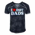 Womens I Love Hot Dads I Heart Hot Dads Love Hot Dads V-Neck Men's Short Sleeve V-neck 3D Print Retro Tshirt Navy Blue