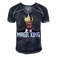 Womens Maga King Shirt The Great Maga King Trump Ultra Maga Men's Short Sleeve V-neck 3D Print Retro Tshirt Navy Blue