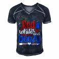 Womens Red White And Boozy Alcohol Booze 4Th Of July Beer Party Men's Short Sleeve V-neck 3D Print Retro Tshirt Navy Blue