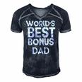 Worlds Best Bonus Dad Step Fathers Day Gift Husband Men's Short Sleeve V-neck 3D Print Retro Tshirt Navy Blue