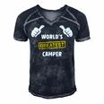 Worlds Greatest Camper Funny Camping Gift Camp T Shirt Men's Short Sleeve V-neck 3D Print Retro Tshirt Navy Blue