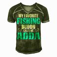 Adda Grandpa Fishing Gift My Favorite Fishing Buddy Calls Me Adda Men's Short Sleeve V-neck 3D Print Retro Tshirt Green