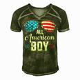 All American Boy Us Flag Sunglasses For Matching 4Th Of July Men's Short Sleeve V-neck 3D Print Retro Tshirt Green