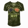 All American Hero Dad 4Th Of July Sunglasses Fathers Day Men's Short Sleeve V-neck 3D Print Retro Tshirt Green