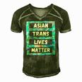 Asian Trans Lives Matter Lgbtq Transsexual Pride Flag Men's Short Sleeve V-neck 3D Print Retro Tshirt Green